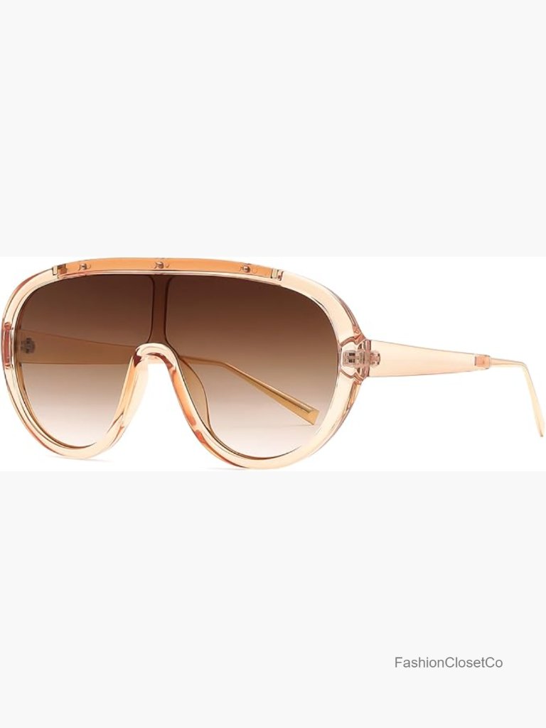 Oversized One Piece Frame Uv400 Sunglasses Retro Shades